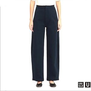 Uniqlo black wide-fit curve high waist tapered jersey pants
